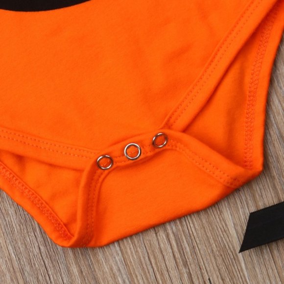 Girl girls toddler baby outfit Halloween pumpkin orange onesie bow socks new - Picture 6 of 7